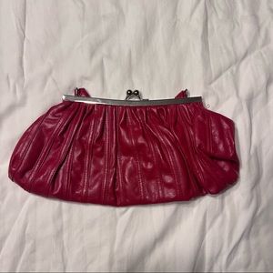 Red Faux Leather Clutch